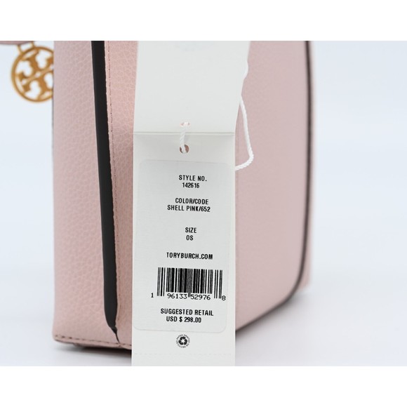 TORY BURCH PERRY Mini N/S Leather Crossbody Tote Shell Pink 142616 NWT $298 - Picture 9 of 16